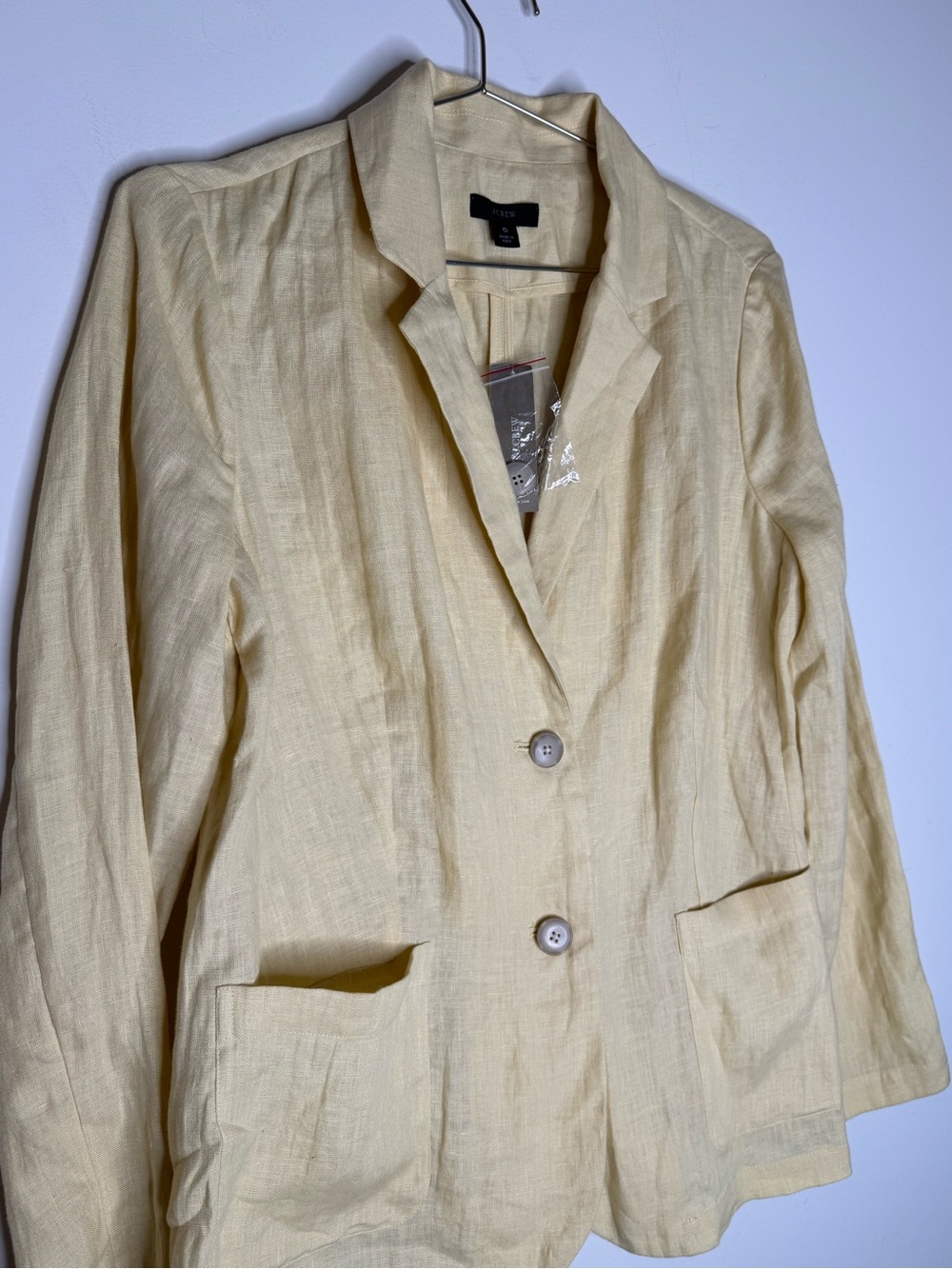J.Crew Unstructured Parke Blazer Womens Size 6 Linen Jacket V Neck Butter Yellow - Picture 3 of 6